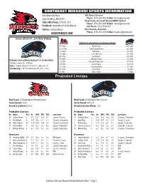 Projected Lineups