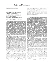 Relative Preference of Arphia Sulphurea (Orthoptera: Acrididae