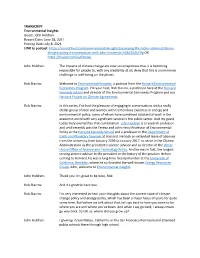 TRANSCRIPT Environmental Insights Guest: John Holdren Record Date