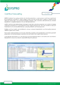 Cashflow Forecasting Fact Sheet