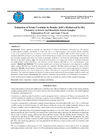 Estimation of Serum Creatinine by Routine Jaffé's Method and by Dry