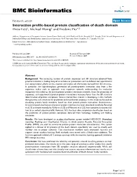 Interaction Profile-Based Protein Classification of Death Domain Drew Lett1, Michael Hsing2 and Frederic Pio*2