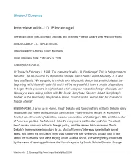 Interview with J.D. Bindenagel