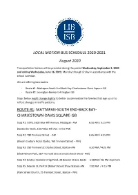LOCAL MOTION BUS SCHEDULE 2020-2021 August 2020