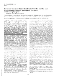 Secondary Absence of Mitochondria in Giardia Lamblia and Trichomonas