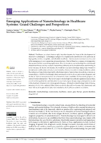Emerging Applications of Nanotechnology in Healthcare Systems: Grand Challenges and Perspectives