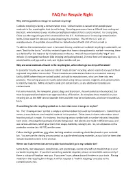 FAQ for Recycle Right