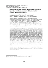 Mechanisms of Chemical Generation of Volatile Hydrides for Trace Element Determination (IUPAC Technical Report)*