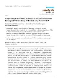 Neighboring Hetero-Atom Assistance of Sacrificial Amines to Hydrogen Evolution Using Pt-Loaded Tio2-Photocatalyst