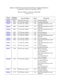 Replies to Initial Written Questions Raised by Finance Committee Members in Examining the Estimates of Expenditure 2009-10