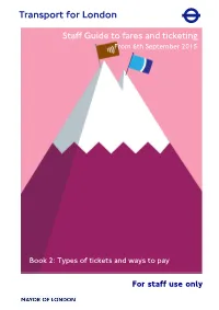 Staff Guide to Fares and Ticketing from 6Th September 2015