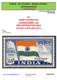 Stamps of India - Commemorative by Prem Pues Kumar Prem.Stamps@Gmail.Com 9029057890
