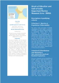 Strait of Gibraltar and Gulf of Cadiz IMMA Factsheet