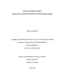 Moving Sudanese Stories: Voices That Contest the Dominant Refugee Discourse(S)