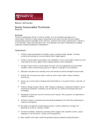 Senior Conservation Technician Generic Job Description