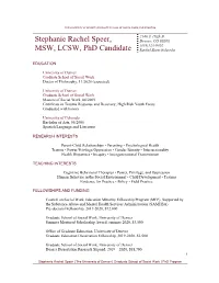 Stephanie Rachel Speer, MSW, LCSW, Phd Candidate