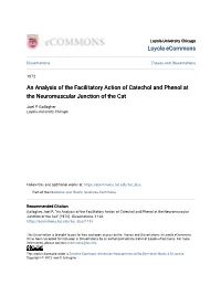 An Analysis of the Facilitatory Action of Catechol and Phenol at the Neuromuscular Junction of the Cat