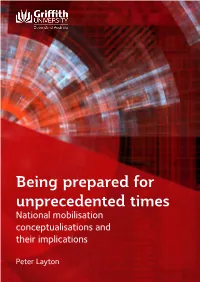 Being Prepared for Unprecedented Times Peter Layton