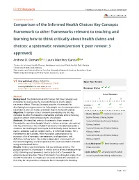 Comparison of the Informed Health Choices Key Concepts Framework