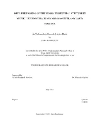 Existential Attitude in Miguel De Unamuno, Juan