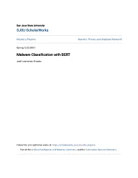 Malware Classification with BERT