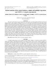 Robust Analysis of the Central Tendency, ISSN Impresa (Printed) 2011-2084 Simple and Multiple Regression and ANOVA: a Step by Step Tutorial