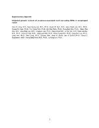 Supplementary Appendix Integrated Genomic Analysis of Recurrence-Associated Small Non-Coding Rnas in Oesophageal Cancer Hee-Jin