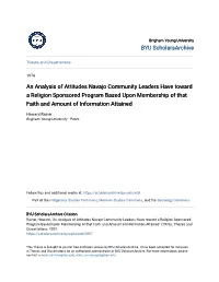 An Analysis of Attitudes Navajo Community Leaders Have Toward a Religion Sponsored Program Based Upon Membership of That Faith and Amount of Information Attained