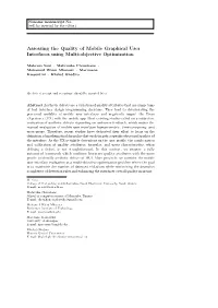 Assessing the Quality of Mobile Graphical User Interfaces Using Multi-Objective Optimization
