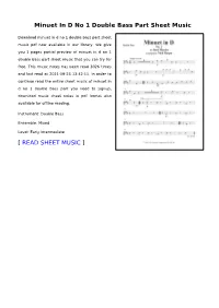 Minuet in D No 1 Double Bass Part Sheet Music