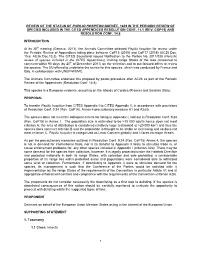 Review of the Status of Papilio Hospiton Guenée, 1839 in the Periodic Review of Species Included in the Cites Appendices Resolution Conf
