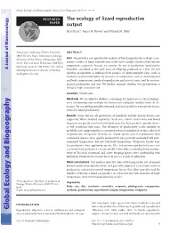 The Ecology of Lizard Reproductive Output