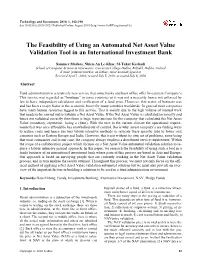 The Feasibility of Using an Automated Net Asset Value Validation Tool in an International Investment Bank