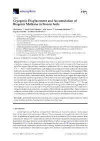 Cryogenic Displacement and Accumulation of Biogenic Methane in Frozen Soils