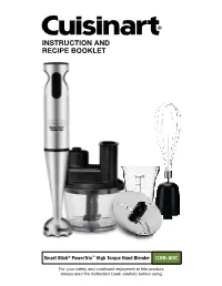 Instruction and Recipe Booklet