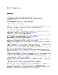 Klickitat Appendices