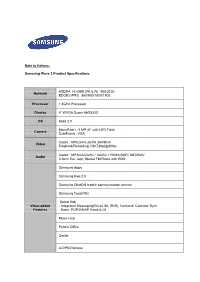 Note to Editors: Samsung Wave 3 Product Specifications Network