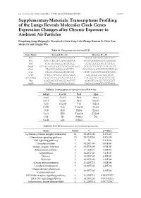 Transcriptome Profiling of the Lungs Reveals Molecular Clock Genes Expression Changes After Chronic Exposure to Ambient Air Particles