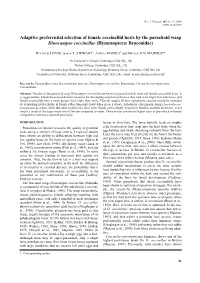 Adaptive Preferential Selection of Female Coccinellid Hosts by the Parasitoid Wasp Dinocampus Coccinellae (Hymenoptera: Braconidae)