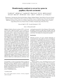 Bioinformatics Analysis to Screen Key Genes in Papillary Thyroid Carcinoma