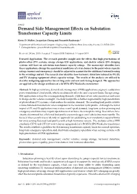 Demand Side Management Effects on Substation Transformer Capacity