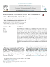 Evaluating Methods for Phylogenomic Analyses, and a New Phylogeny for a Major Frog Clade