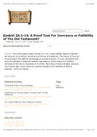 Ezekiel 26:1-14: a Proof Text for Inerrancy Or Fallibility of the Old Testament? 7/8/11 2:15 PM