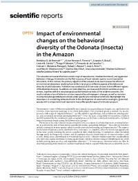Impact of Environmental Changes on the Behavioral Diversity of the Odonata (Insecta) in the Amazon Bethânia O