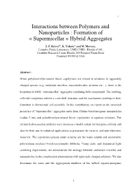 Interactions Between Polymers and Nanoparticles : Formation of « Supermicellar » Hybrid Aggregates