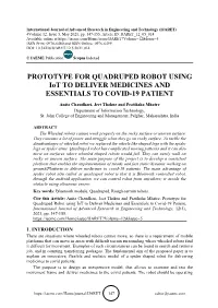 PROTOTYPE for QUADRUPED ROBOT USING Iot to DELIVER MEDICINES and ESSENTIALS to COVID-19 PATIENT