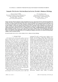 Semantic Web Service Selection Based on Service Provider's