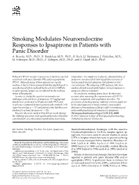 Smoking Modulates Neuroendocrine Responses to Ipsapirone in Patients with Panic Disorder A