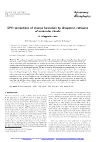SPH Simulations of Clumps Formation by Dissipative Collisions of Molecular Clouds