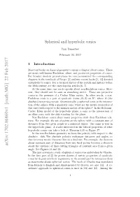 Spherical and Hyperbolic Conics